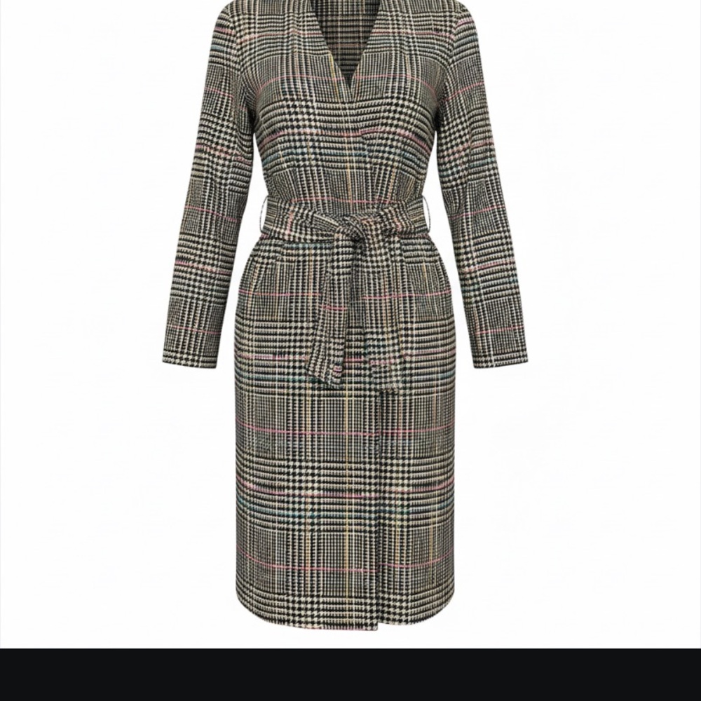 Astr Plaid Wrap Dress - Olive Green, Black and White
